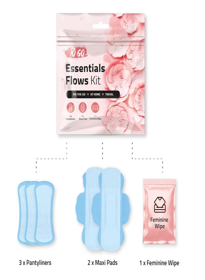 pH Advantage Essential Flows Period Kit (10 Pack) - 3 Pantyliners, 2 Maxi Pads & Feminine Wipe | Hygiene Essentials for School, First Period (Red) - Image 2
